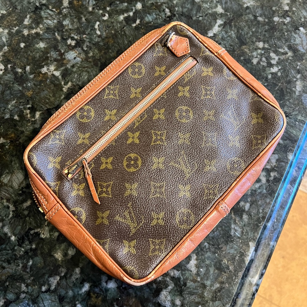 Louis Vuitton Brown Monogram Vintage Pouch Clutch Authentic